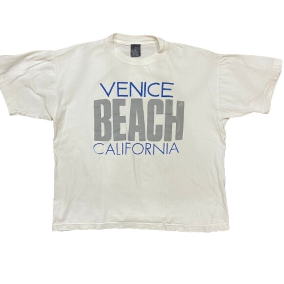 TS Other - California Venice Beach Vintage Single Stitch White Blue Cotton Tee Men's XL